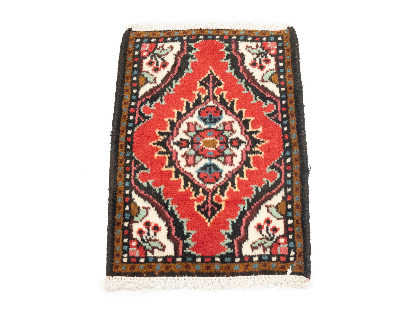 Vintage Red Floral Tribal 1'3X1'7 Hamedan Persian Rug - 6