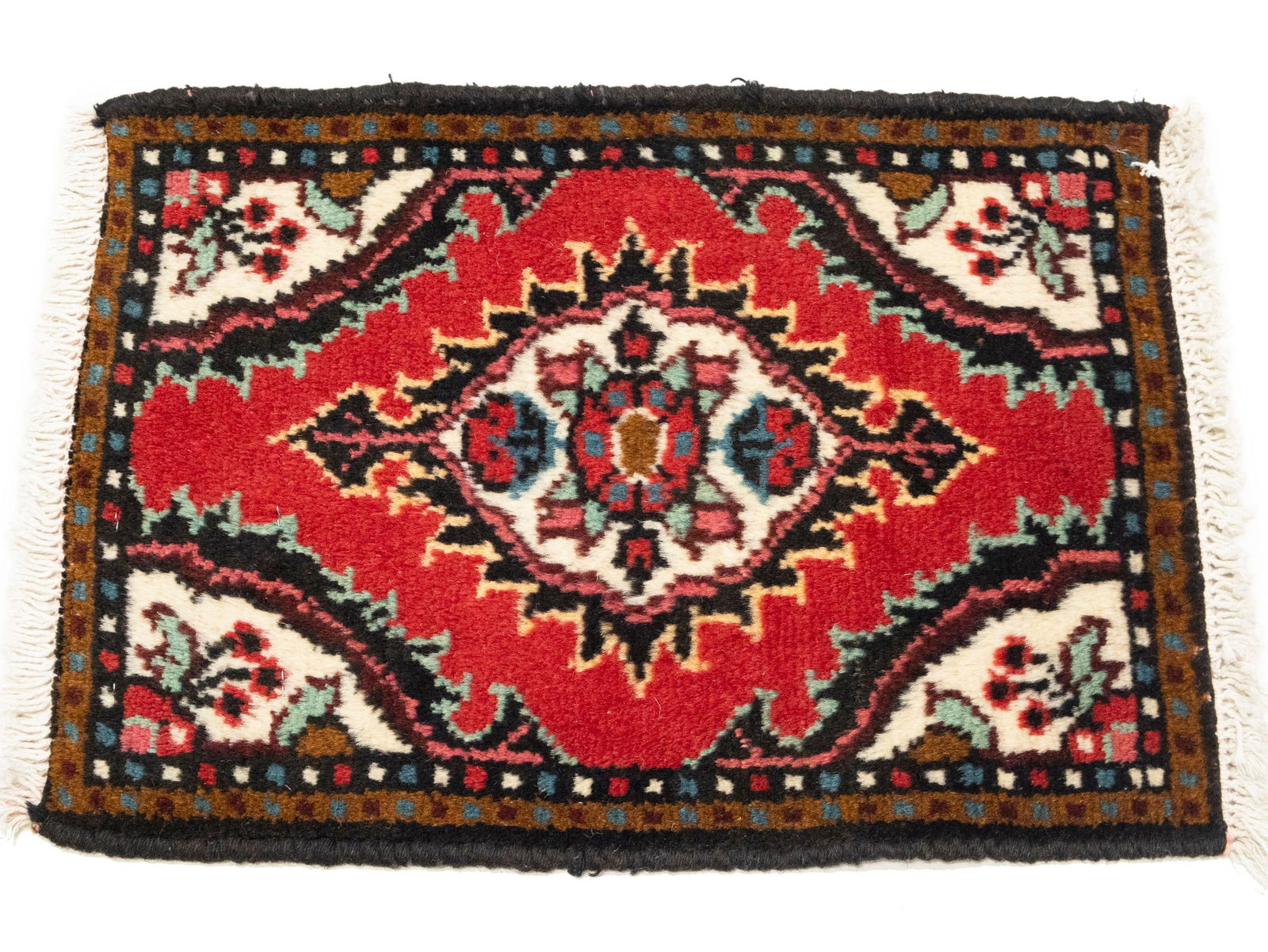 Vintage Red Floral Tribal 1'3X1'7 Hamedan Persian Rug - 7