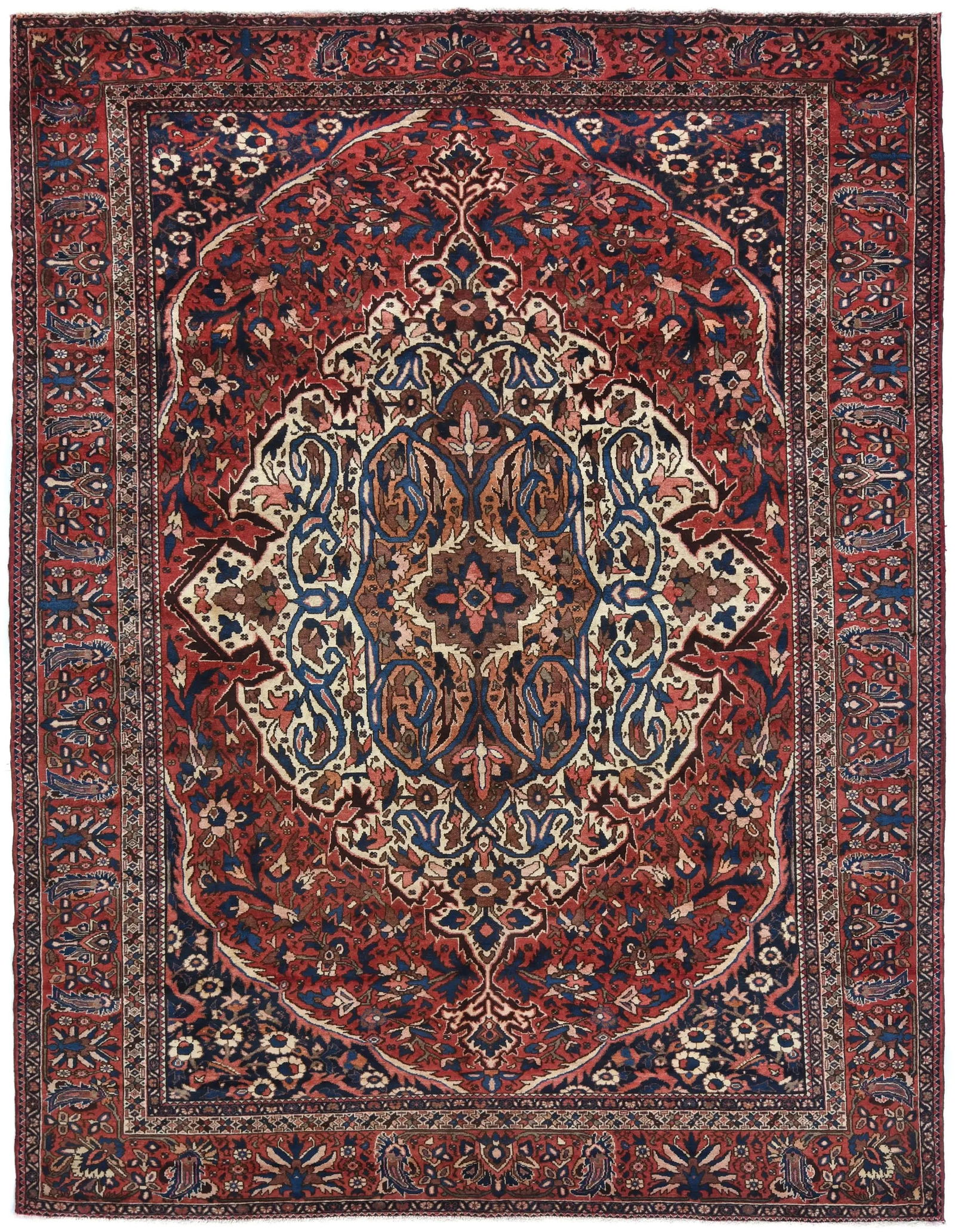 Semi Antique Red Floral 9'10X12'6 Bakhtiari Persian Rug (1 of 13)