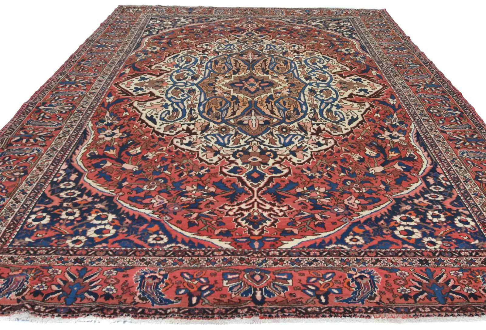 Semi Antique Red Floral 9'10X12'6 Bakhtiari Persian Rug - 9