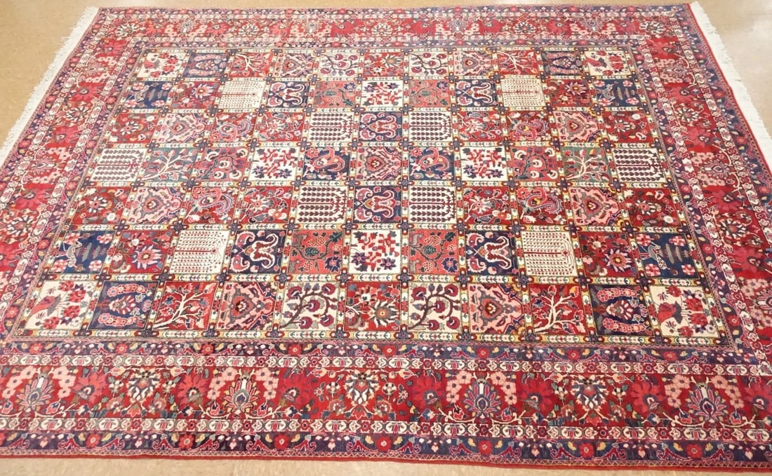 Hand-Knotted Semi-Antique Persian Bakhtiari Wool Tribal Garden Oriental Rug 8'9" x 12'1" - 12