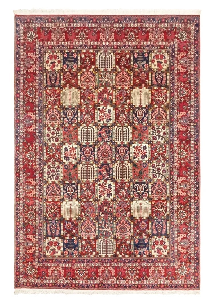 Hand-Knotted Semi-Antique Persian Bakhtiari Wool Tribal Garden Oriental Rug 8'9" x 12'1" - 2