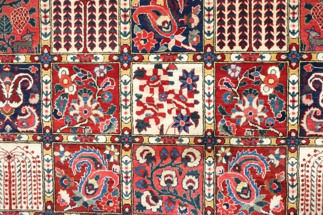 Hand-Knotted Semi-Antique Persian Bakhtiari Wool Tribal Garden Oriental Rug 8'9" x 12'1" - 9