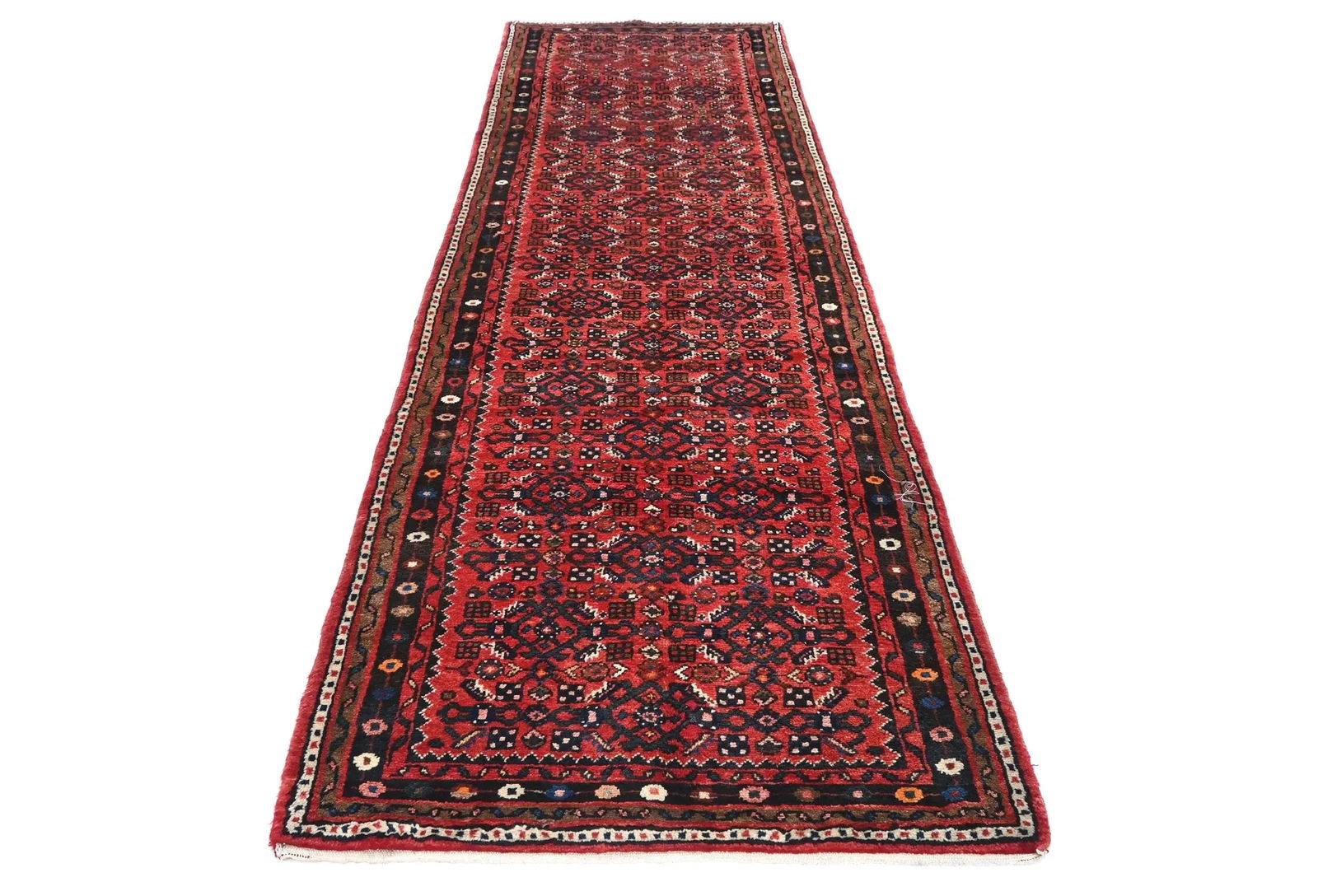 Vintage Red Tribal 3X10 Hamedan Persian Runner Rug - 2