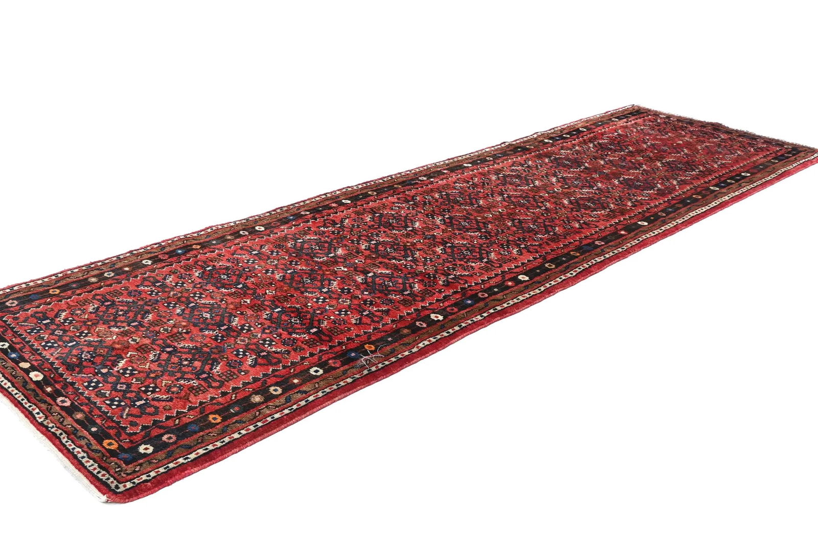 Vintage Red Tribal 3X10 Hamedan Persian Runner Rug - 3