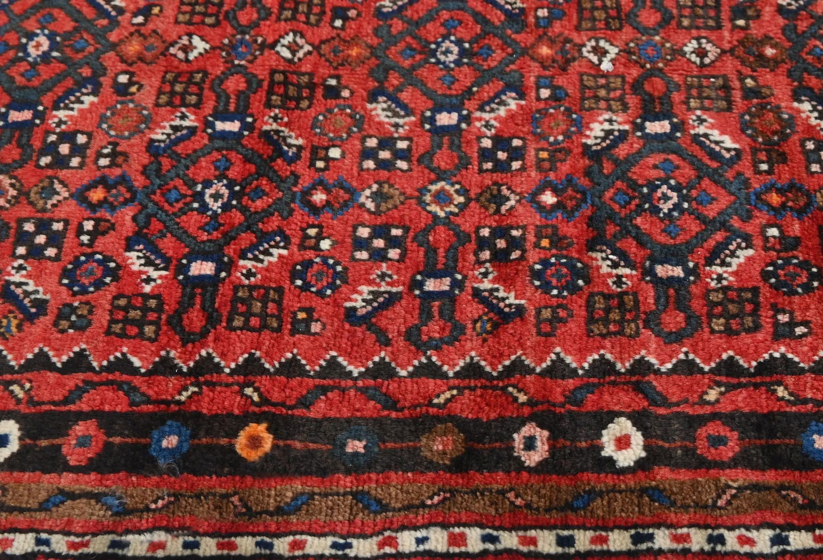Vintage Red Tribal 3X10 Hamedan Persian Runner Rug - 6