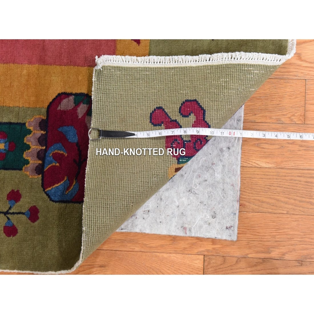 Hot Pink Antique Chinese Nichols Art Deco Hand Knotted Pure Wool Rug - 8