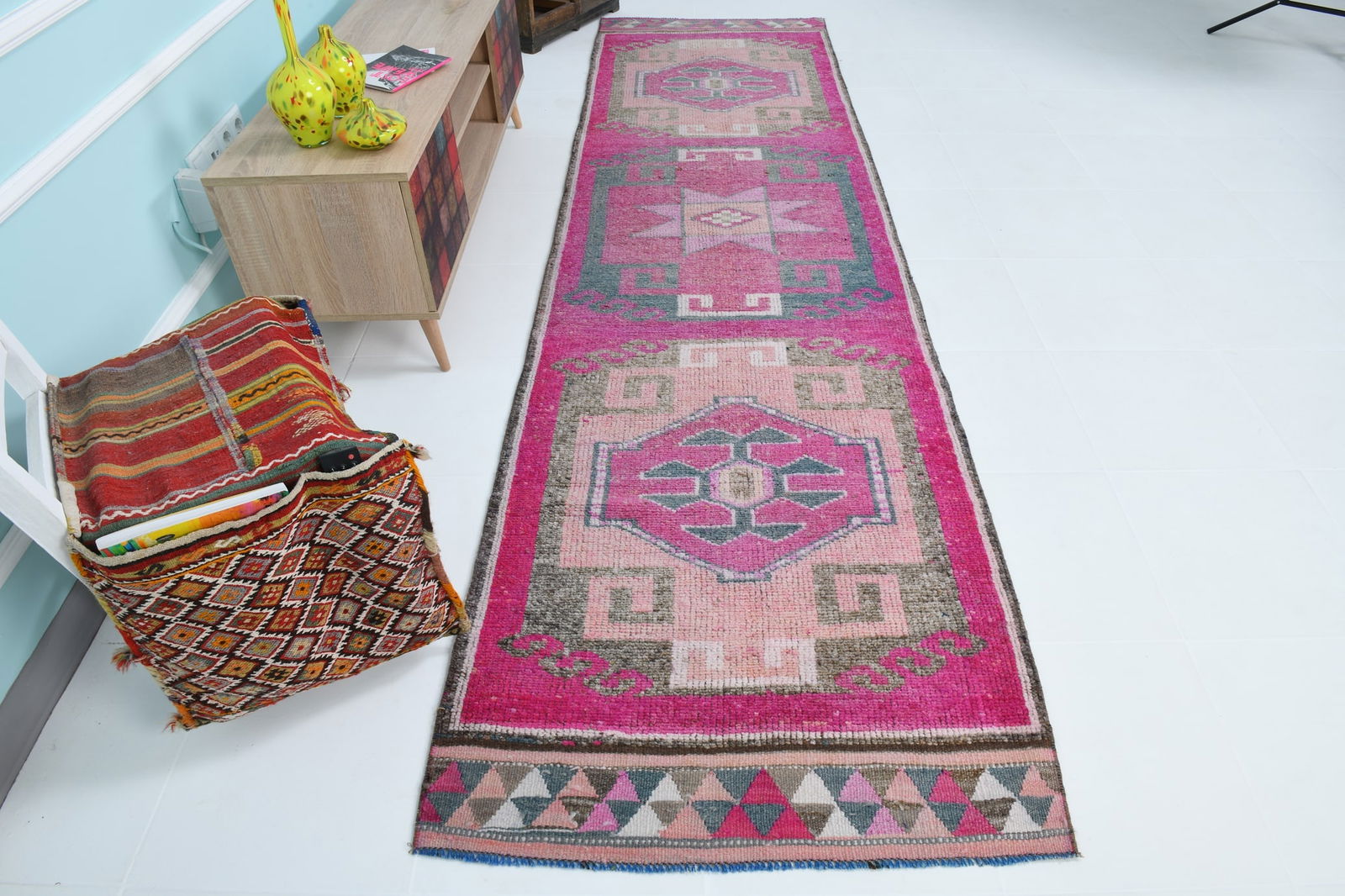 3'1'' x 11'9'' Vintage Wool Runner Rug - 18172 - 5