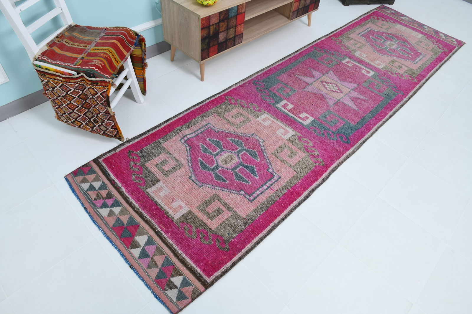 3'1'' x 11'9'' Vintage Wool Runner Rug - 18172 - 6