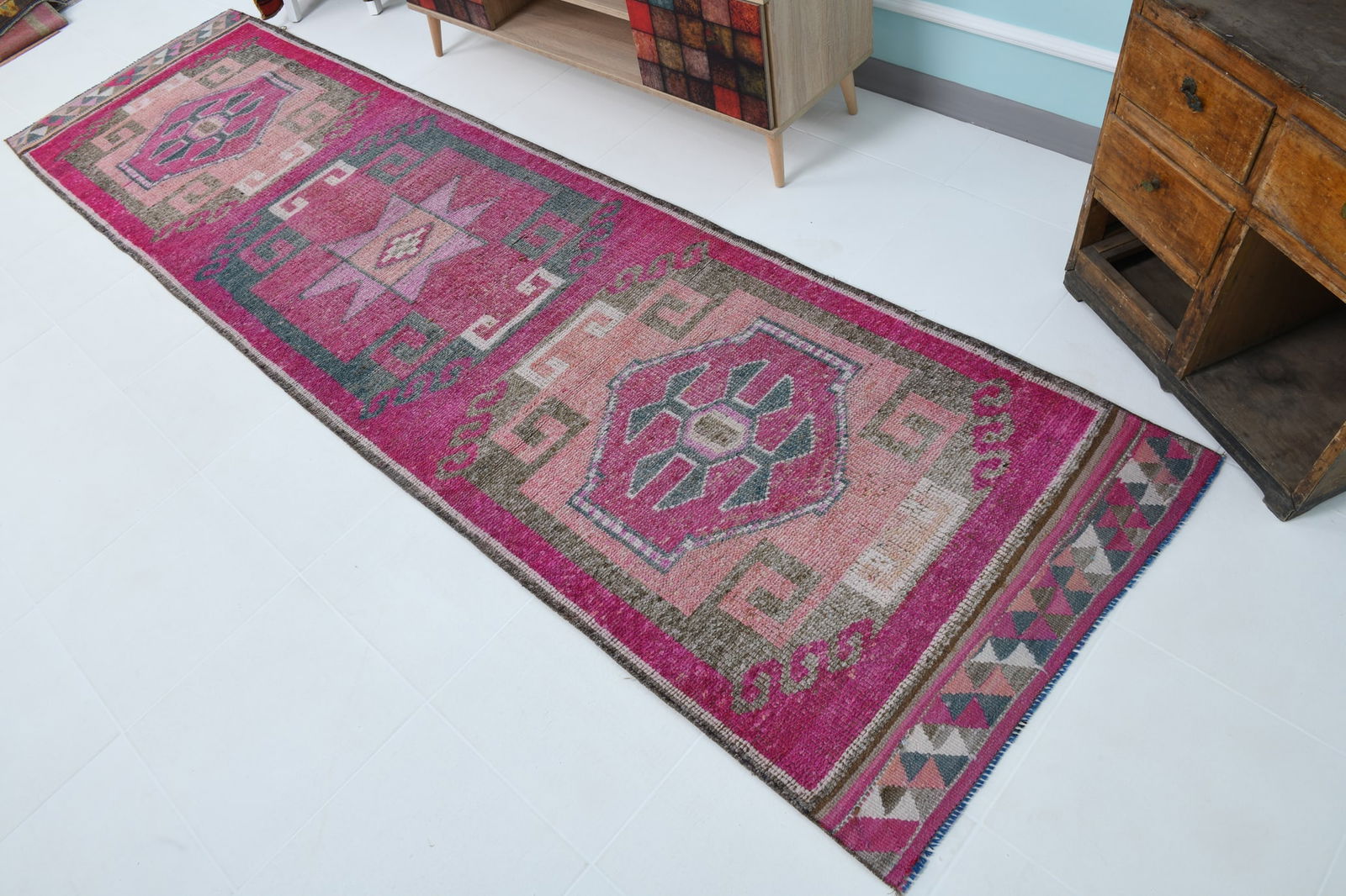 3'1'' x 11'9'' Vintage Wool Runner Rug - 18172 - 7