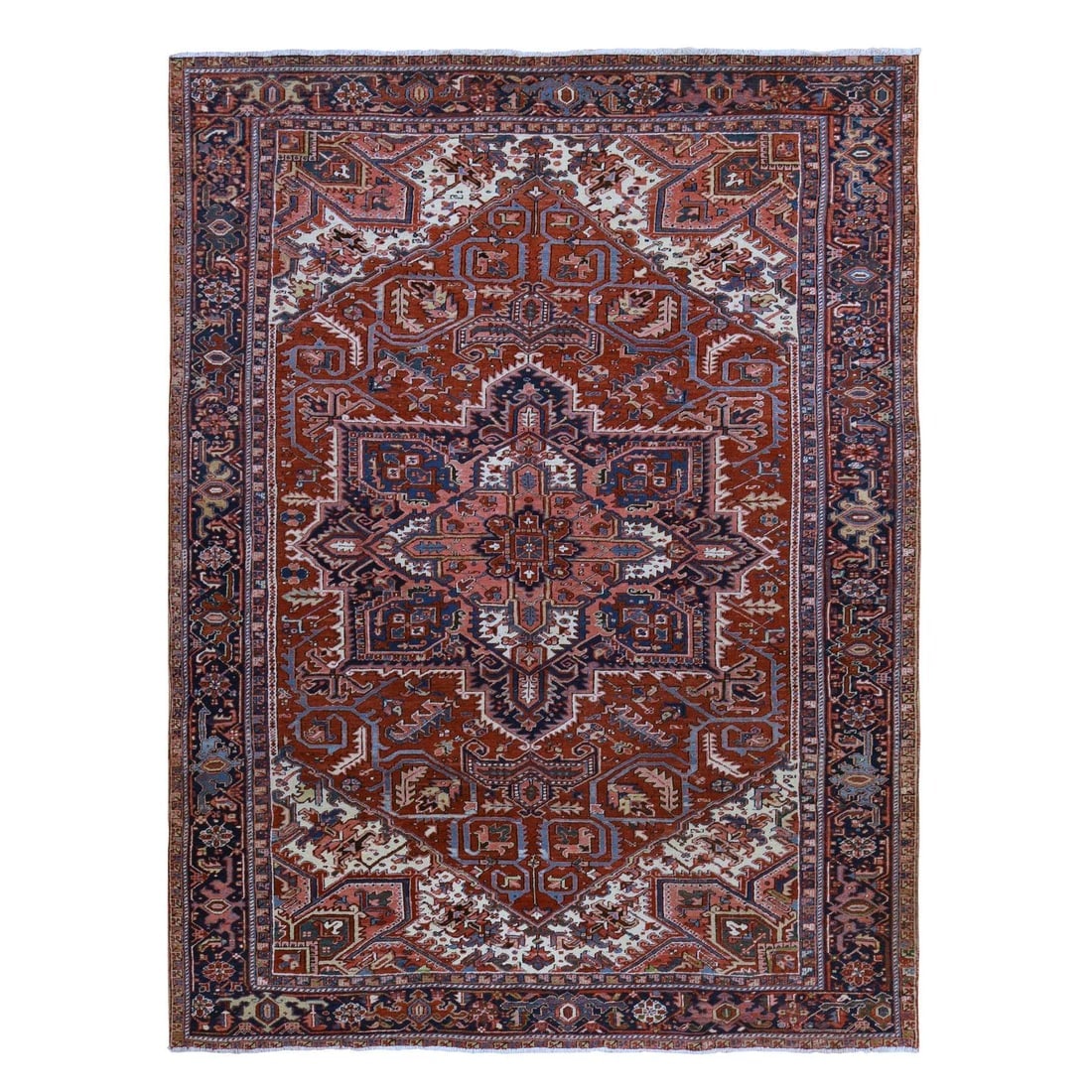 Red Antique Persian Heriz Clean Excellent Cond Hand Knotted Wool Rug: Title: Red Antique Persian Heriz Clean Excellent Cond Hand Knotted Wool RugDescription:This is a truly genuine one-of-a-kind. It has been Knotted for months and months in the centuries-old weaving