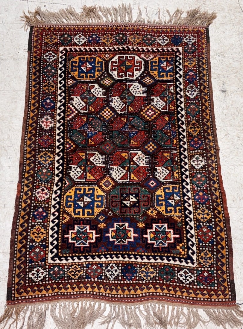 Hand-Knotted Antique Persian Quchan Tribal Geometric Oriental Wool Area Rug 4'3" x 6'11" - 6