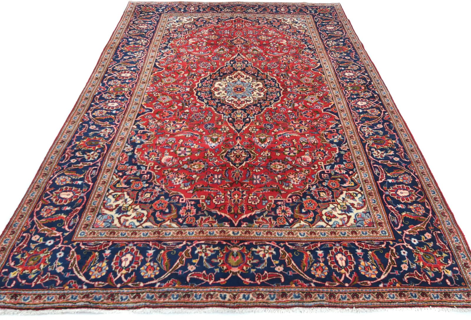 Vintage Red Traditional Floral 6X10 Kashan Persian Rug - 2