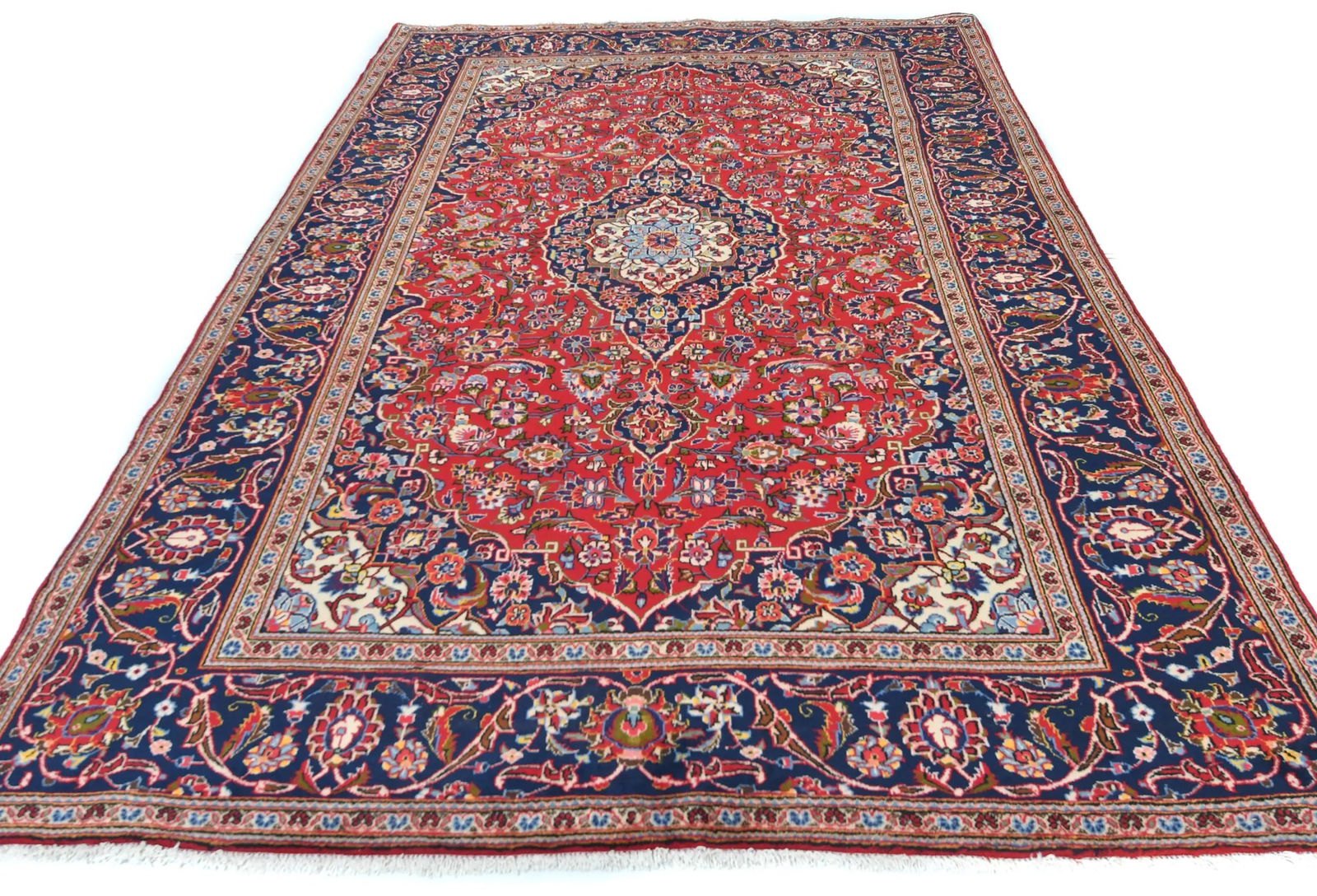 Vintage Red Traditional Floral 6X10 Kashan Persian Rug - 8