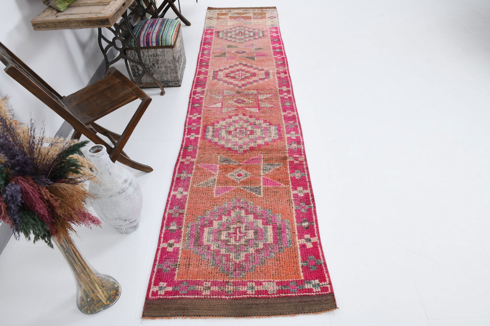 2'7'' x 11'10'' Vintage Wool Runner Rug - 18037 - 4