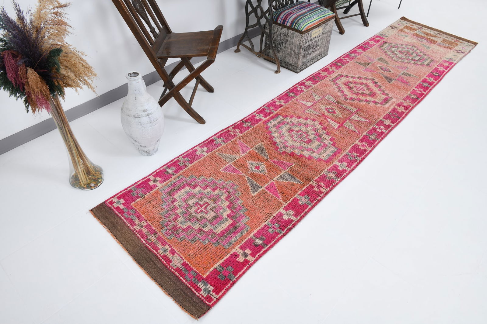 2'7'' x 11'10'' Vintage Wool Runner Rug - 18037 - 5