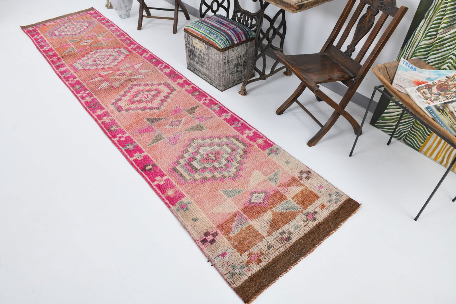 2'7'' x 11'10'' Vintage Wool Runner Rug - 18037 - 6