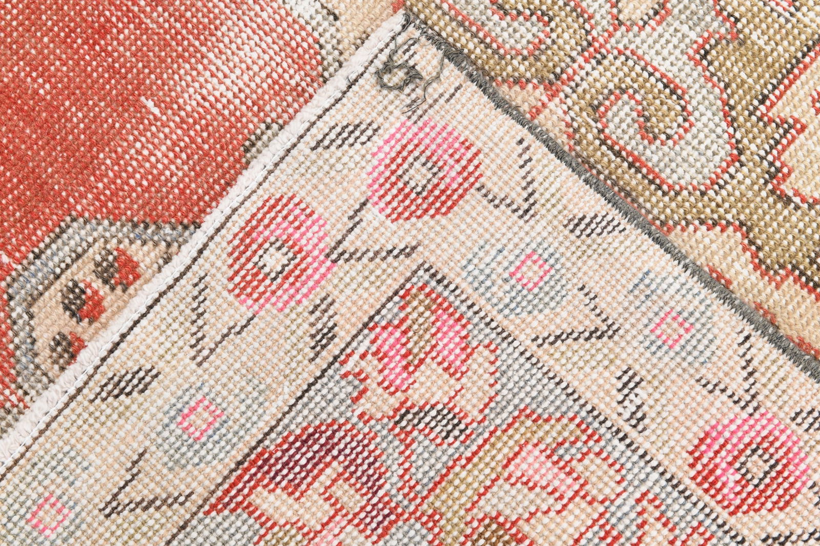 4'4'' x 7'4'' Handmade Vintage Wool Patchwork Rug - 1908 - 12