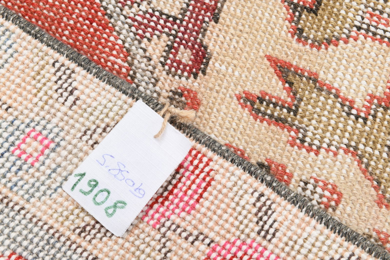 4'4'' x 7'4'' Handmade Vintage Wool Patchwork Rug - 1908 - 14