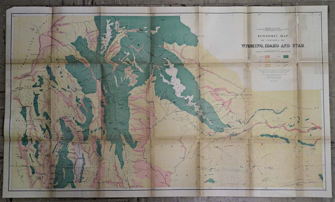 Economic Map of Portions of Wyoming, Idaho and Utah: Publication Date: 1879-04-01Title: Economic Map of Portions of Wyoming, Idaho and UtahCartographer: HAYDEN, FERDINAND VANDIVEERPublisher: U.S. GEOLOGICAL AND GEOGRAPHICAL SURVEY OF THE