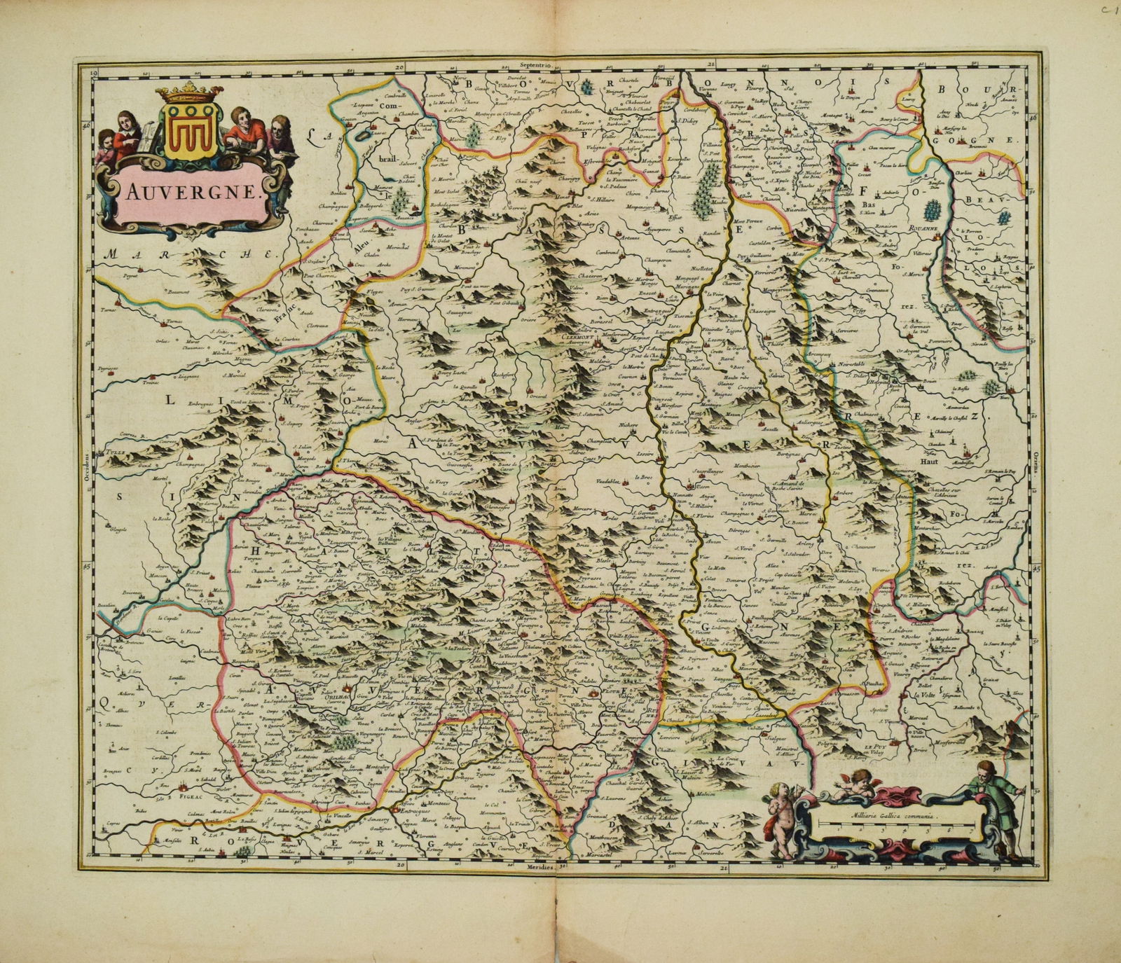 1640 Blaeu Map of Central France with Clemont-Ferrand as Center -- Auvergne (1 of 1)