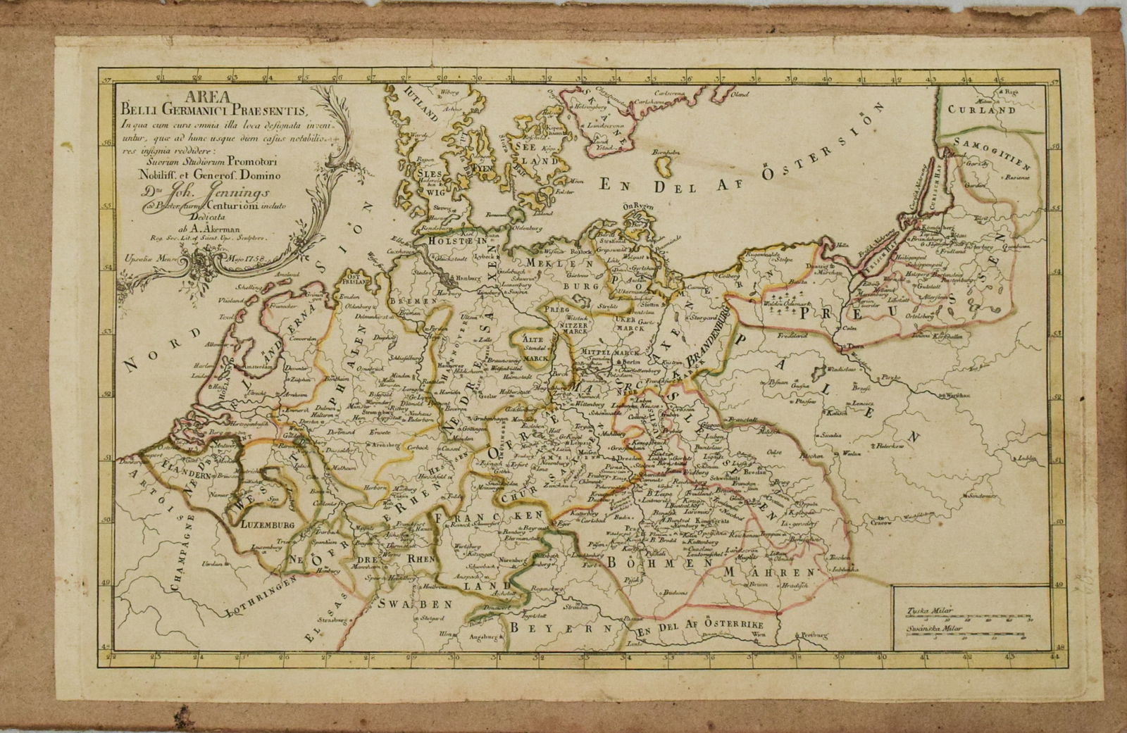 1758 Akerman Map of Germanic States -- Area Belli Germanici Praesentis… (1 of 1)