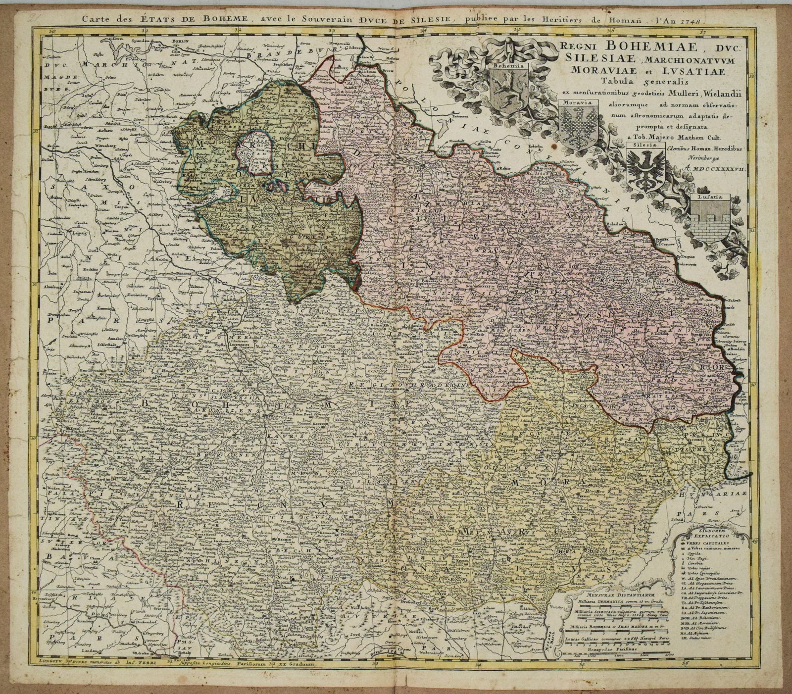 1747 Homann Map of Czech Rep., Silesia and Parts of Germany -- Regni Bohemiae, Duc. Silesiae, (1 of 1)