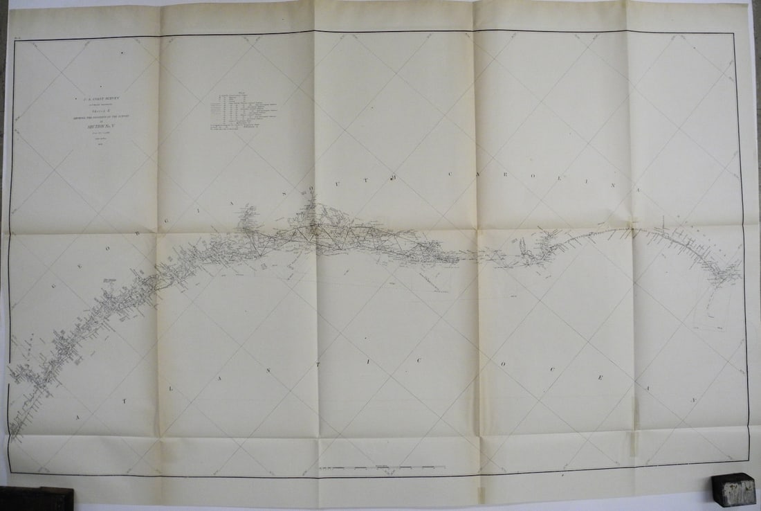 Sketch E. Showing the Progress of the Survey in Section No. V.: Publication Date: 1873 Title: Sketch E. Showing the Progress of the Survey in Section No. V. Cartographer: BACHE, A.D. Publisher: U.S. COAST SURVEY Brief Description: Detailing the eastern sea board f