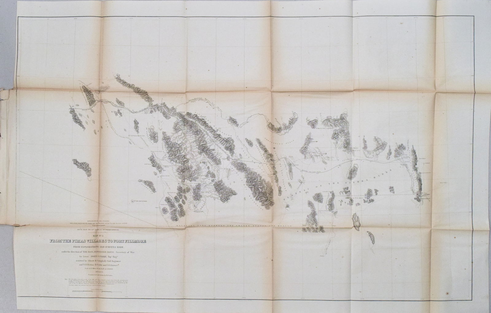 1854-5 Perke Map of El Paso Texas to Phoenix -- Map No. 2 From the Pimas Villages to Fort Fillmore (1 of 1)