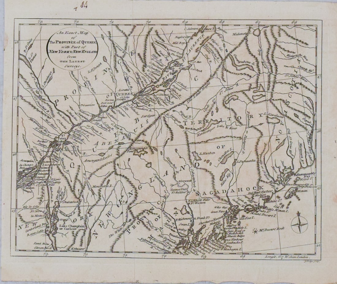 1778 Lodge Map of Quebec and New England in Part -- An Exact Map of the Province of Quebec with Part (1 of 1)