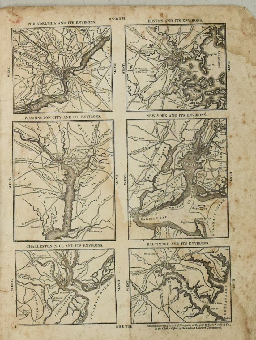 1831 Woodbridge Maps of Principal US Cities: Title: 1831 Woodbridge Maps of Principal US Cities Cartographer: W. Woodbridge Year/Place: 1831, Hartford Map Dimension (in.): 10.2 X 7.5 in. Description: This is the back cover page of Woodbridge's S