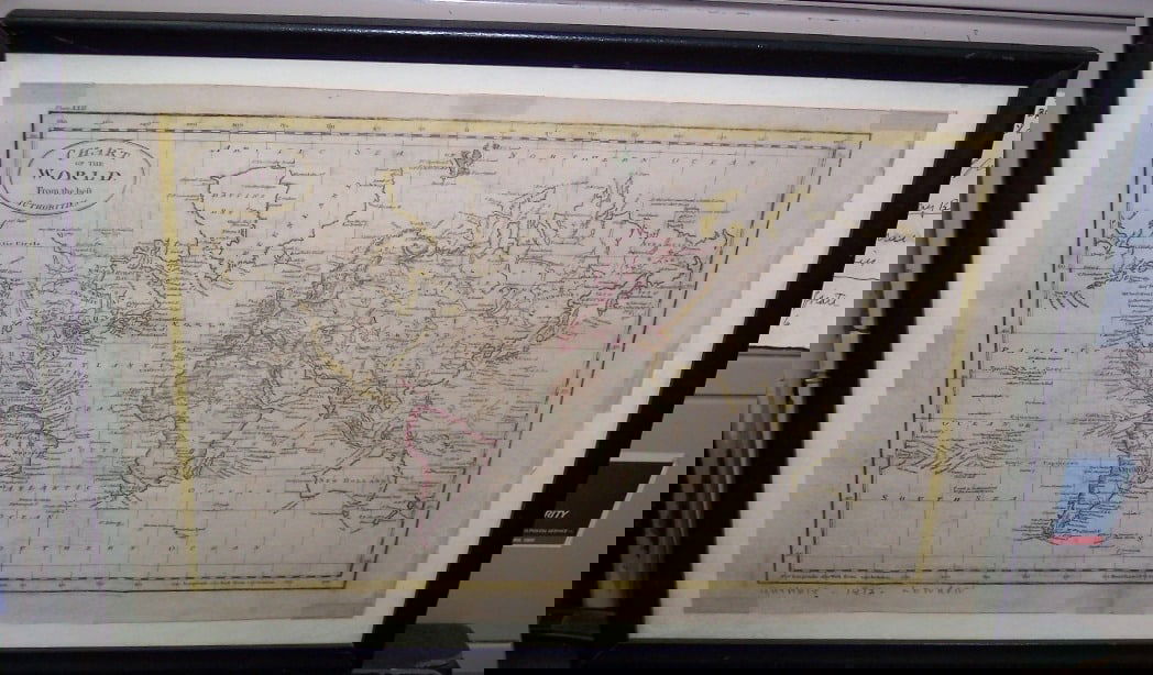 Chart of the World from the Best Authorities.: Publication Date: 1812Title: Chart of the World from the Best Authorities.Cartographer: RUSSELL, J.Publisher: WILLIAM GUTHRIEBrief Description: Folding map, Plate XXXI, from "A new geographical,