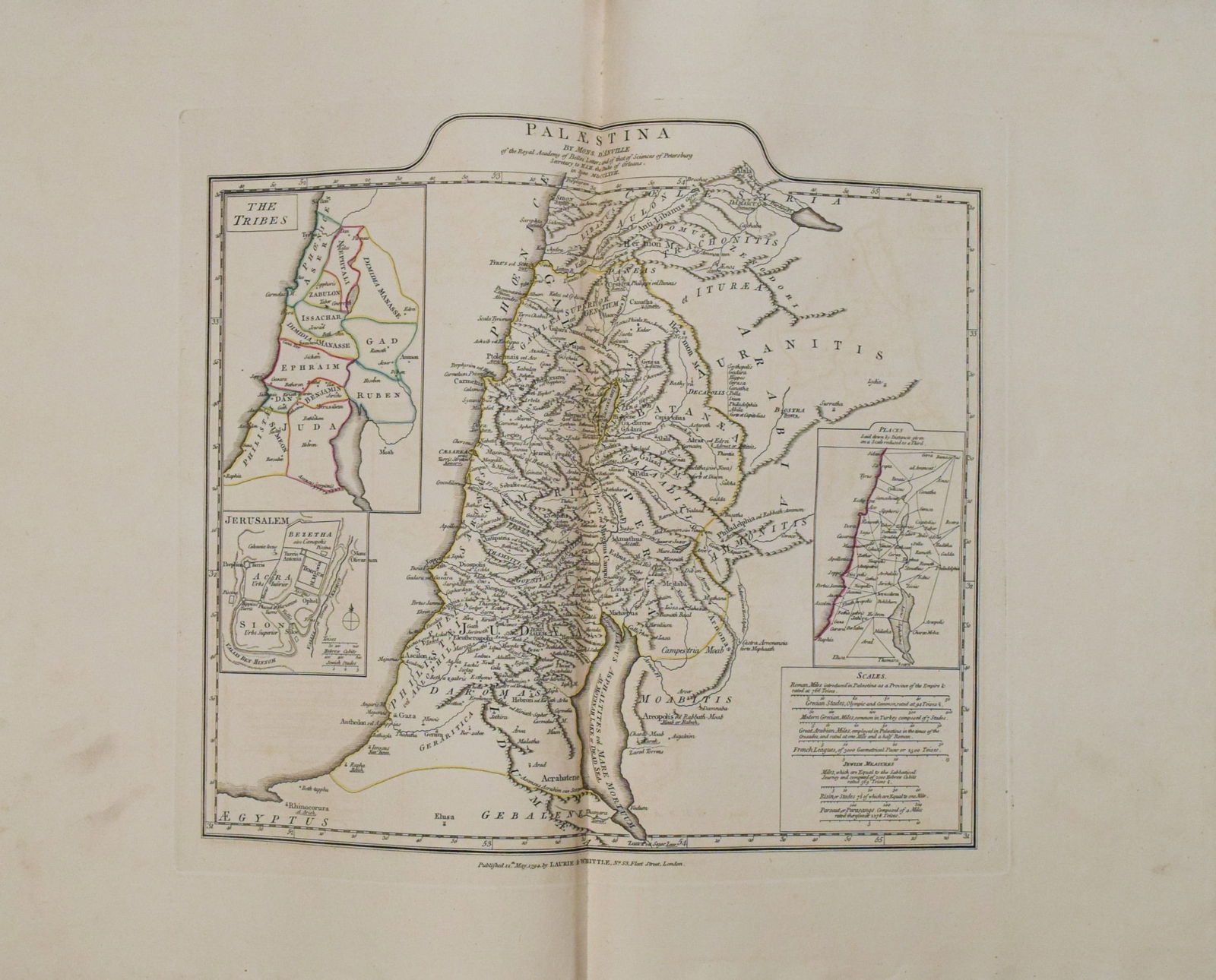 1767 d'Anville Map of Ancient Palestine -- Palaestina by Mons. d'Anville of the Royal Academy … (1 of 1)