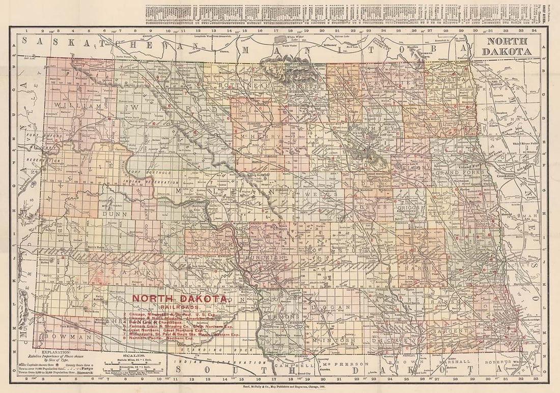 Rand, McNally & Co.'S New Business Atlas Map of North Dakota. North Dakota - 2