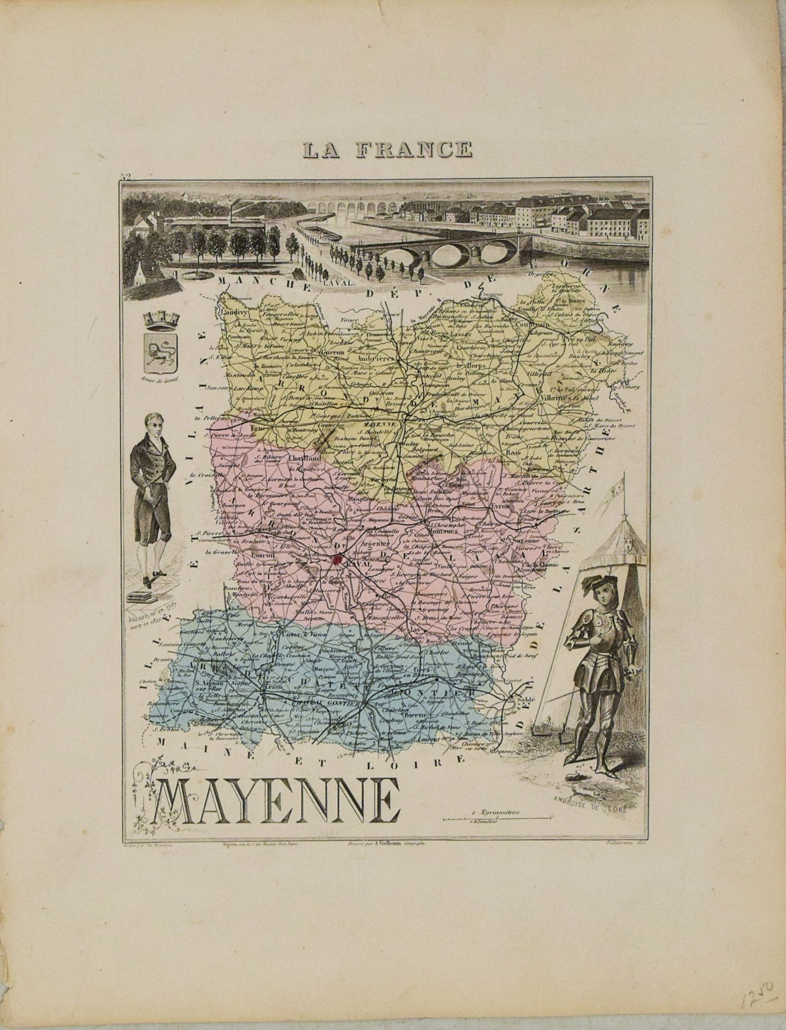 1881 Vuillemin Map of Western France Centered on Laval -- Mayenne: Title: 1881 Vuillemin Map of Western France Centered on Laval -- MayenneCartographer: A VuilleminYear/Place: 1881 ParisMap Dimension (in.): 9.4 X 7 inDescription: This is a very nice map of the