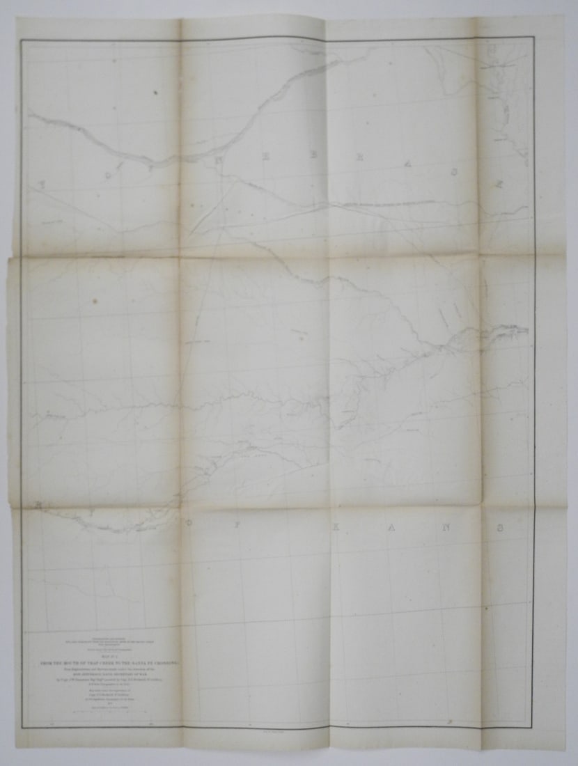 Map No. 2 from the Mouth of Trap Creek to the Santa Fe Crossing;: Publication Date: 1861 Title: Map No. 2 from the Mouth of Trap Creek to the Santa Fe Crossing; Cartographer: KERN, R. H./JOHN WILLIAMS GUNNISON/EDWARD GRIFFIN BECKWITH/F. W. Frh. VON EGLOFFSTEIN Publi