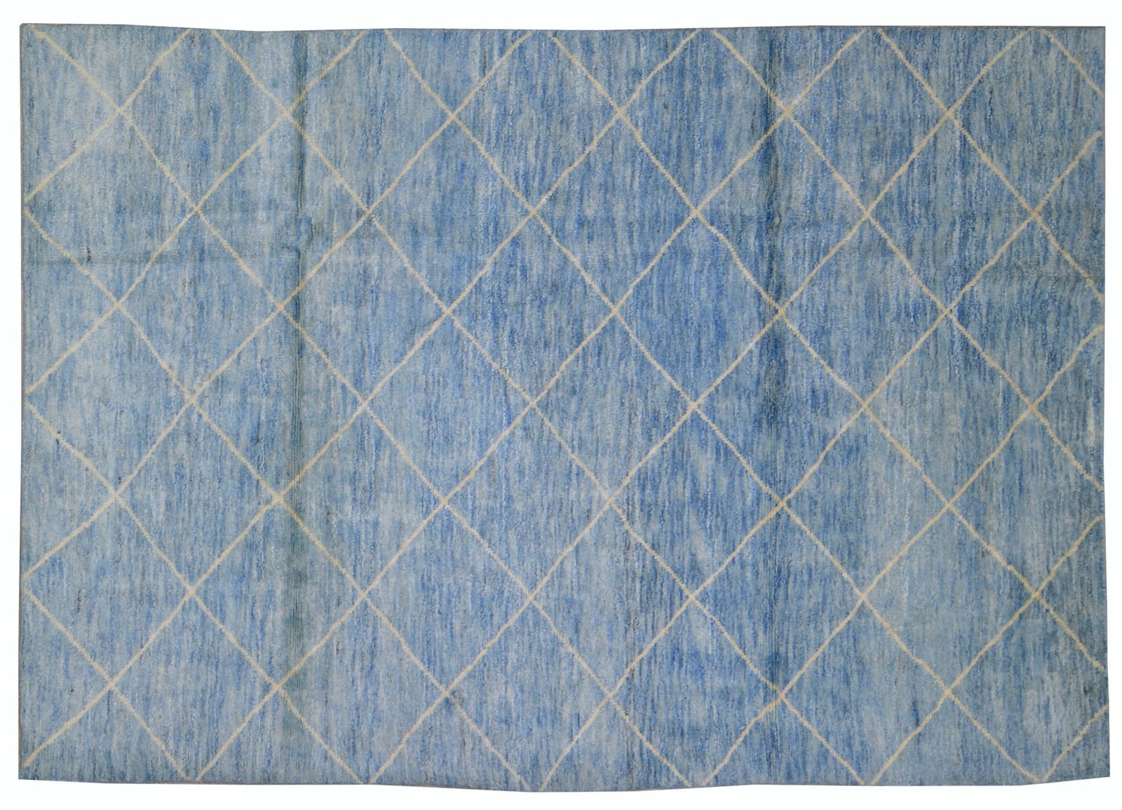 MOROCCAN HAND KNOTTED WOOL RUG: Title: MOROCCAN HAND KNOTTED WOOL RUG Size: 5'6X8 Age: NEW Origin: MOROCCAN Material: WOOL Care: PROFESSIONAL Structure: HAND KNOTTED Design: MOROCCAN Reserve: $700.00 Shipping: Domestic: Shippi