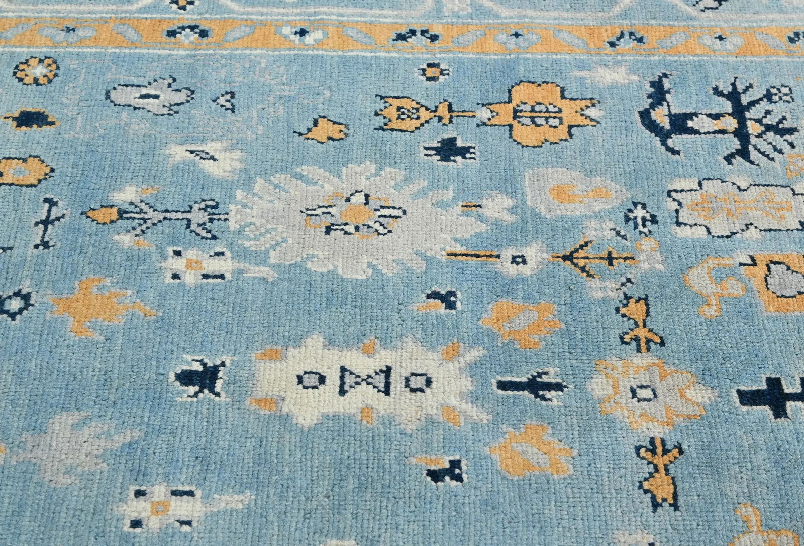 Light Blue Floral Modern 4X6 Oushak Kazak Pakistan Oriental Rug - 8