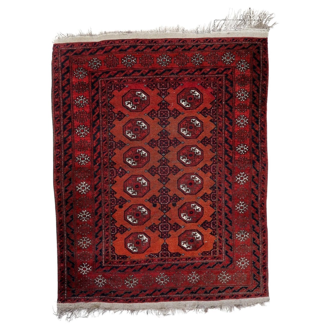Handmade Antique Afghan Baluch Rug 3.8' x 4.8' (118cm x 149cm), 1920s (1 of 13)