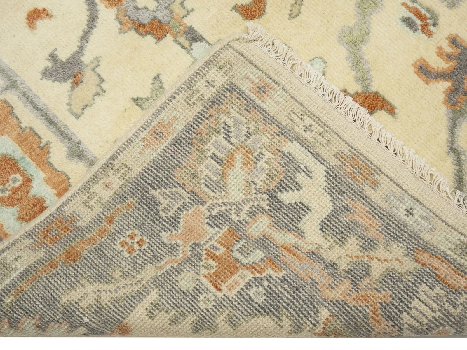 Muted Cream Floral 4X6 Oushak Chobi Oriental Rug - 12
