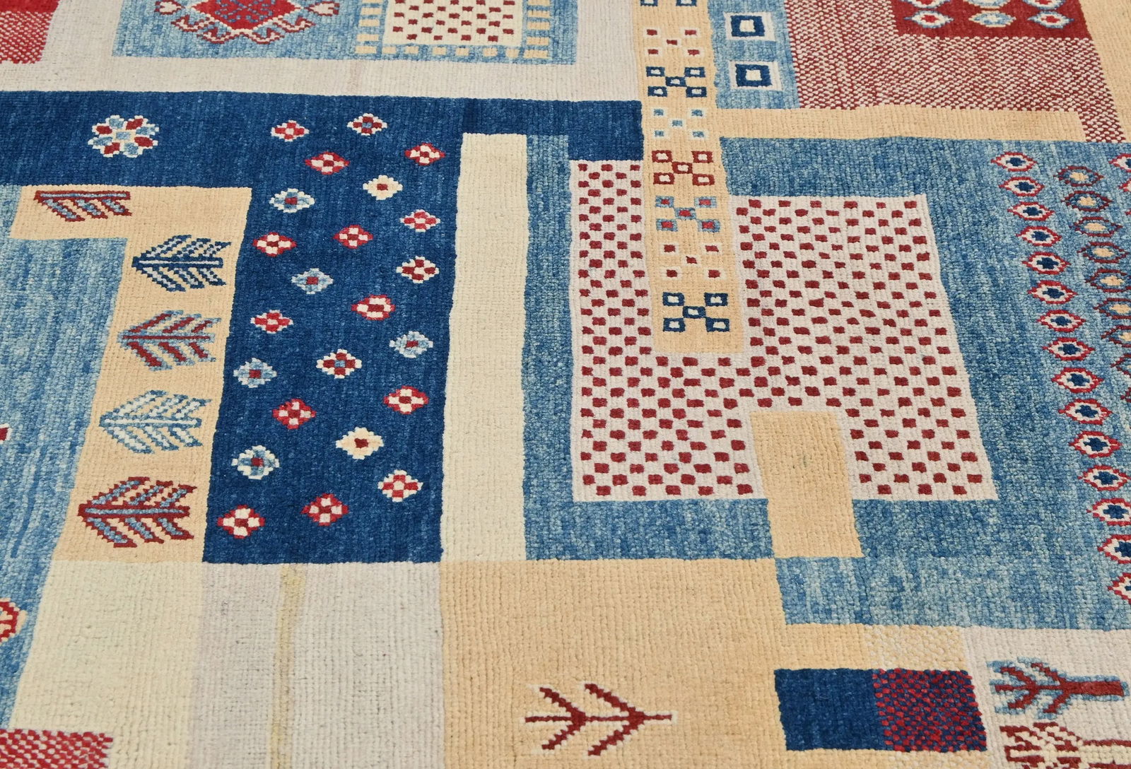 Multicolored Geometric Modern 4X6 Kazak Oushak Oriental Rug - 10