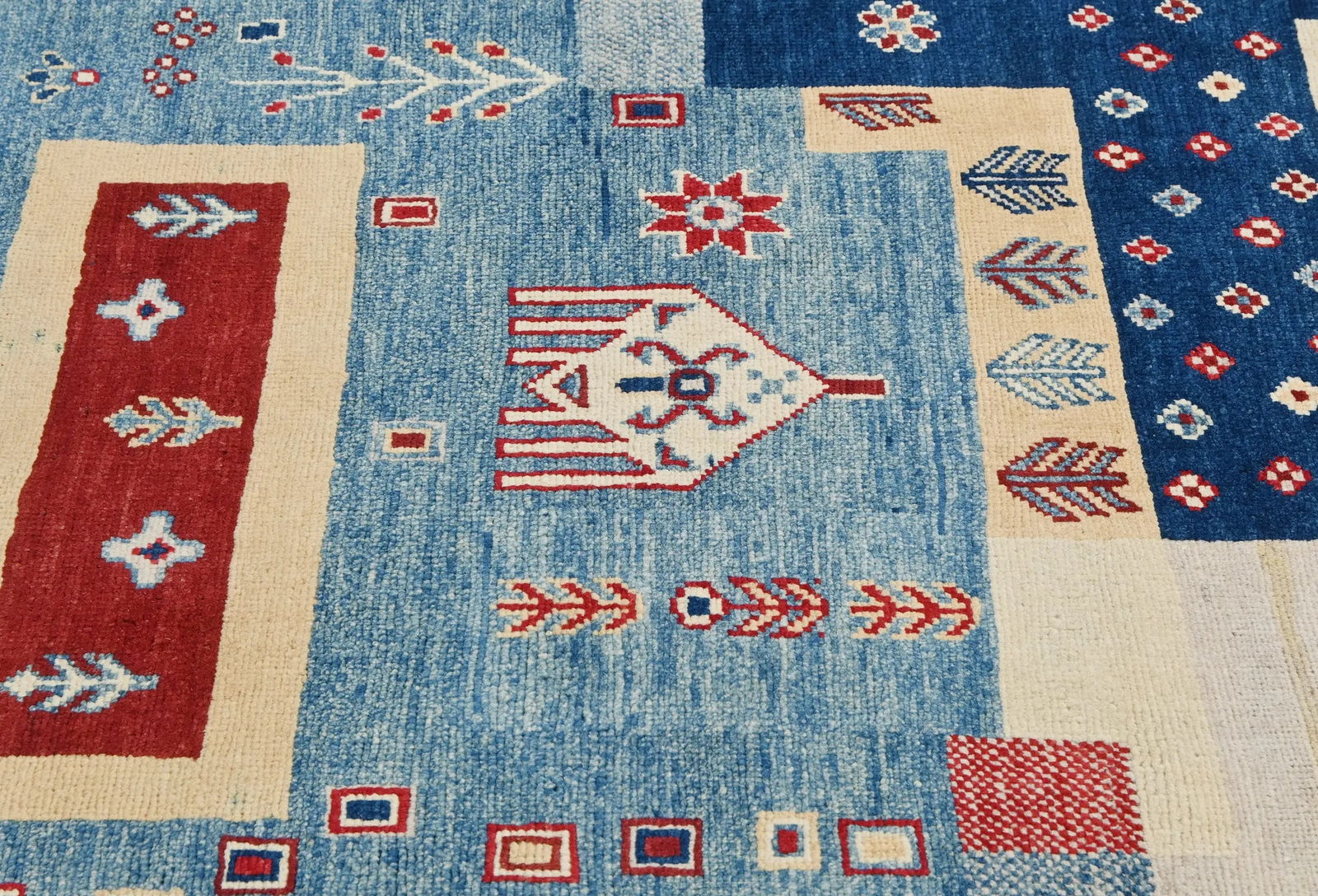 Multicolored Geometric Modern 4X6 Kazak Oushak Oriental Rug - 11