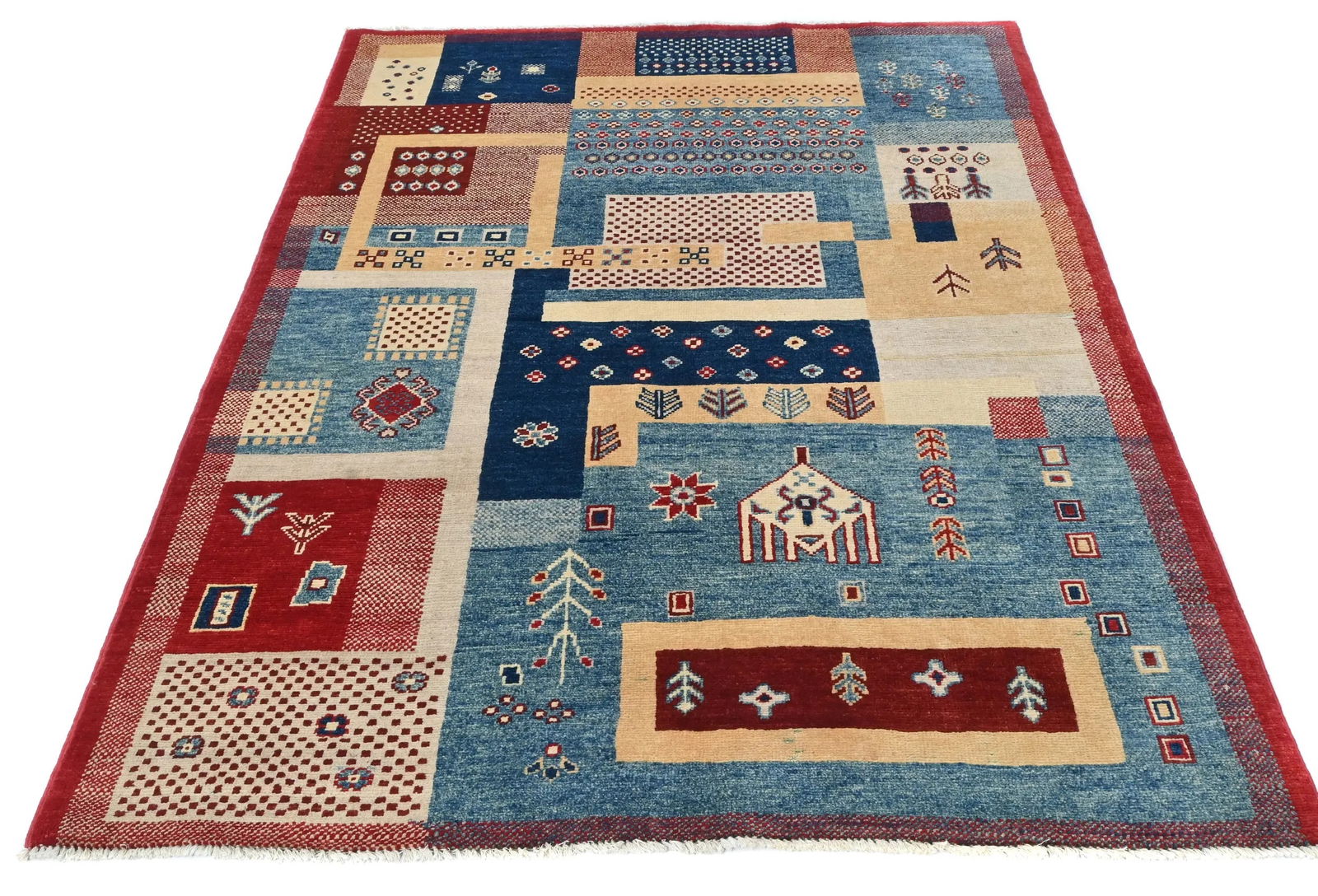 Multicolored Geometric Modern 4X6 Kazak Oushak Oriental Rug - 12