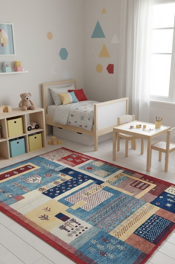 Multicolored Geometric Modern 4X6 Kazak Oushak Oriental Rug - 2