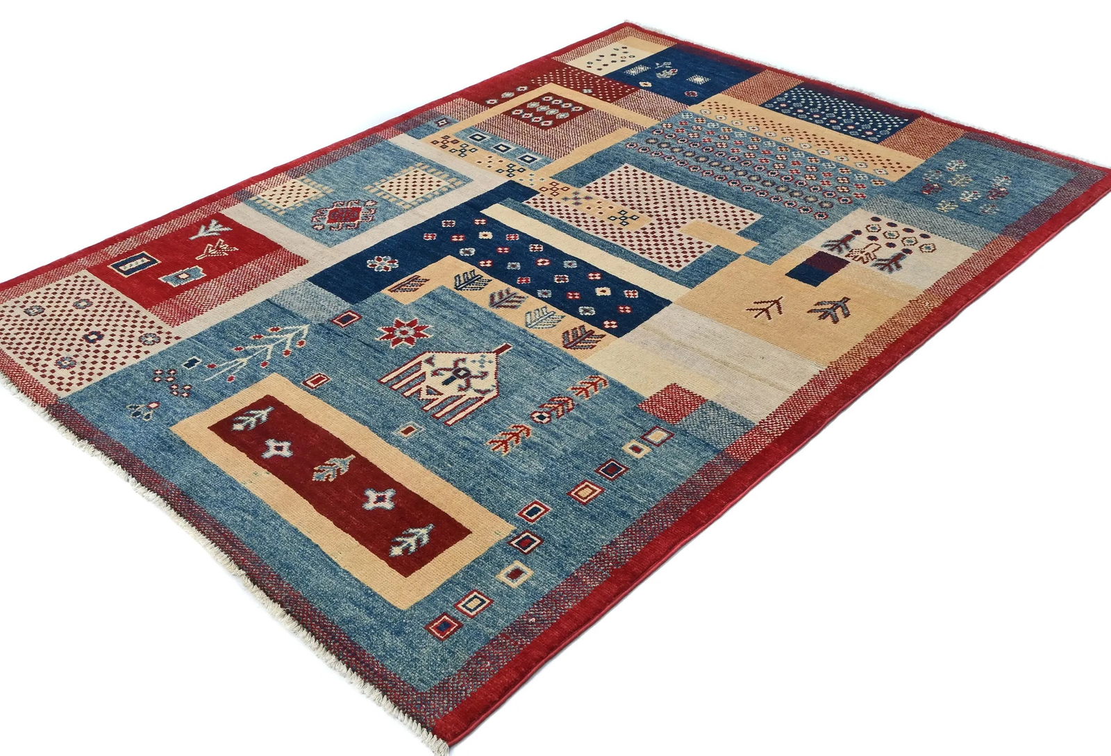 Multicolored Geometric Modern 4X6 Kazak Oushak Oriental Rug - 4