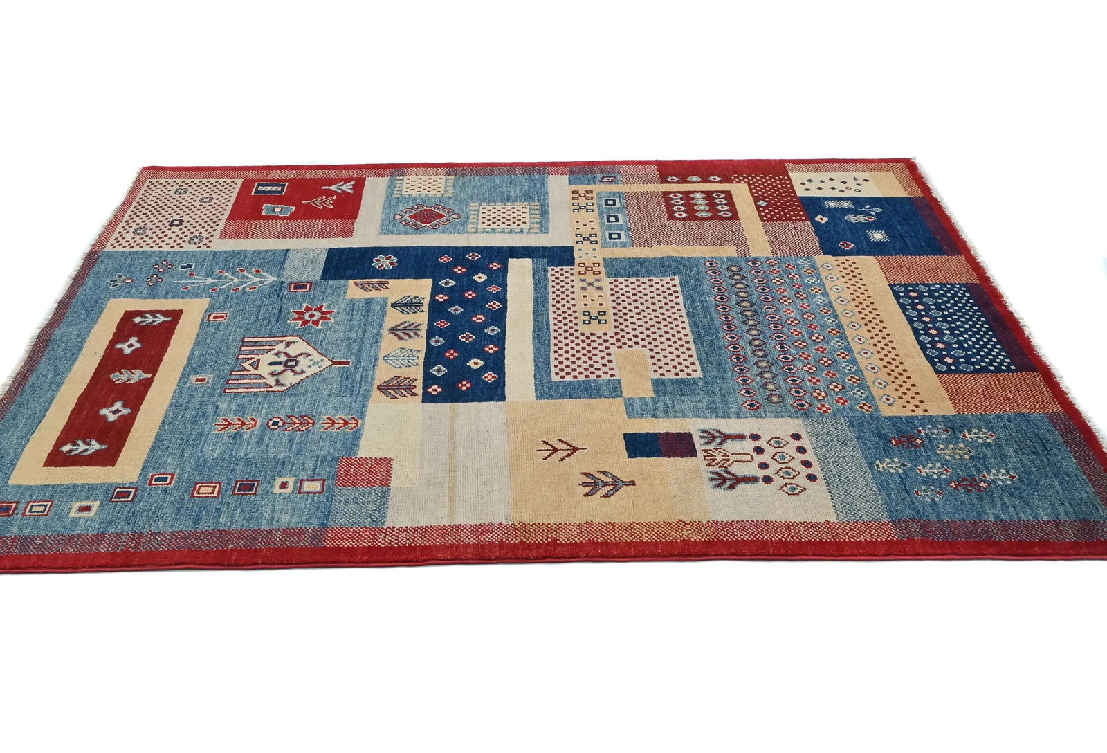 Multicolored Geometric Modern 4X6 Kazak Oushak Oriental Rug - 5