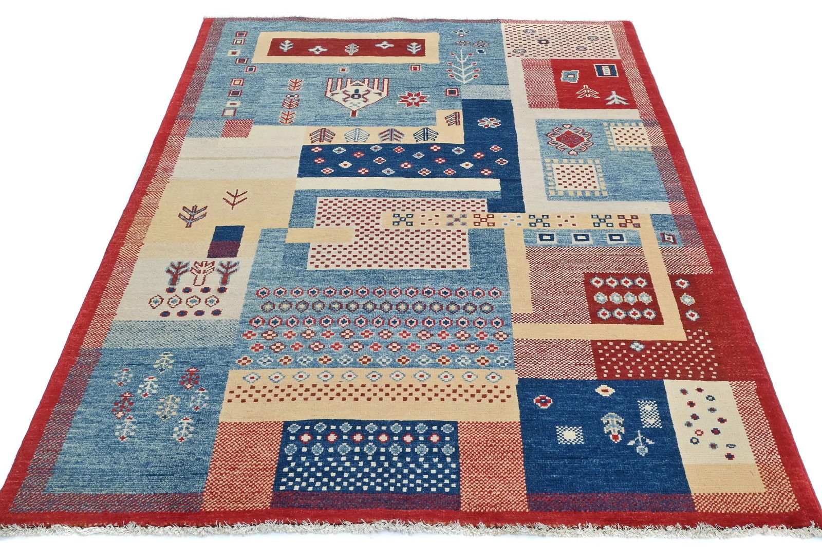 Multicolored Geometric Modern 4X6 Kazak Oushak Oriental Rug - 8