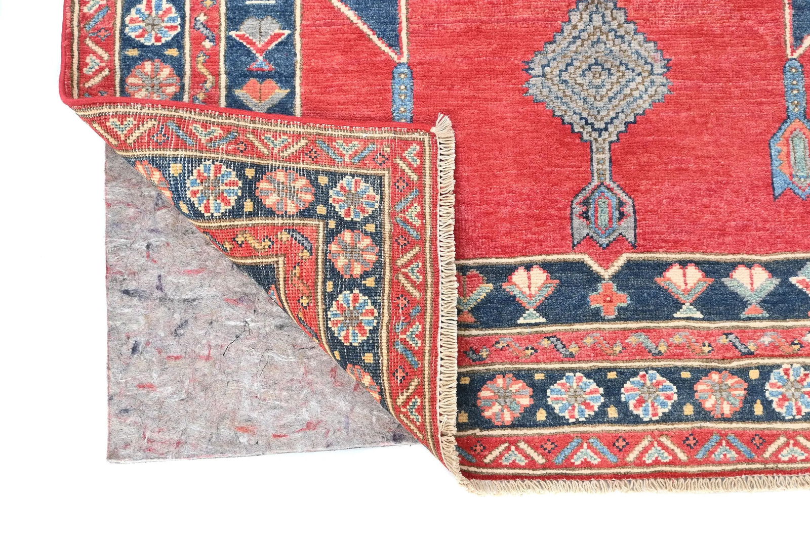 Red Modern Geometric 4X6 Kazak Oushak Oriental Rug - 13