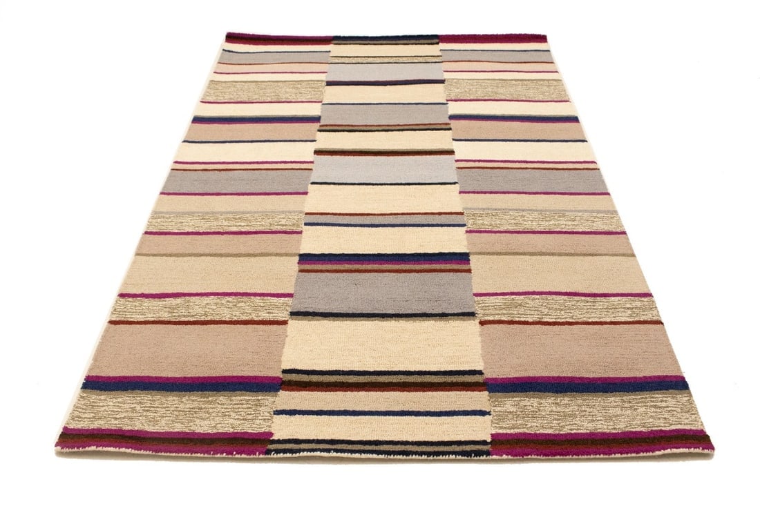 Multicolored Stripes 5X8 Hand-Tufted Modern Rug - 2