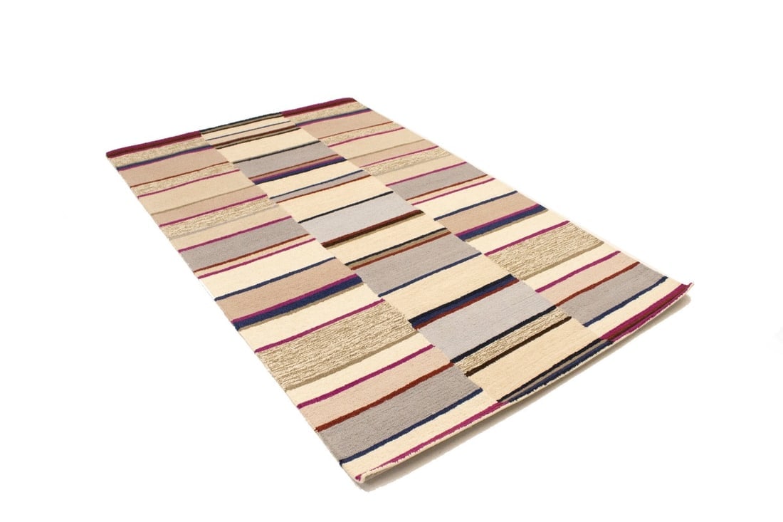 Multicolored Stripes 5X8 Hand-Tufted Modern Rug - 5